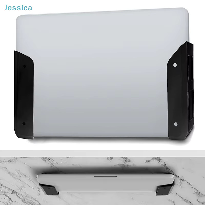 Jessica Universelle Laptop-Wandhalterung mit Kratzschutz in Transparent, platzsparender Halter für unter den Schreibtisch - Bild 2