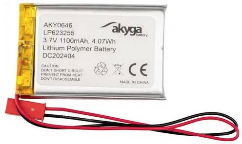 Akyga LP623255 LiPo Spezial-Akku 3,7V mit 1100 mAh und JST 2-poligem Anschluss in Silber - Bild 1