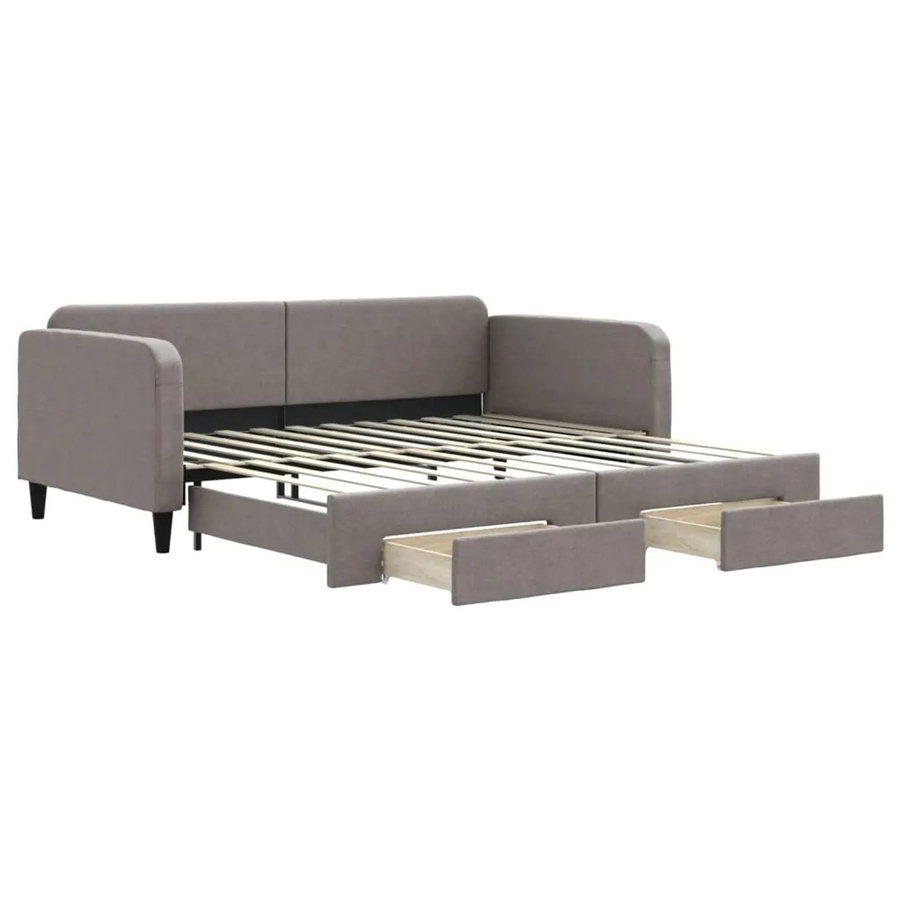 vidaXL Tagesbett ausziehbar mit Schubladen in Taupe, B/T/H: 200 x 100 x 75 cm - Bild 2