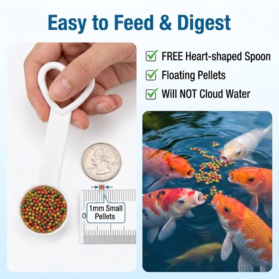 ZORILYNX Teichfarben-Pellets mit Messlöffel, gesunde Nahrung für Goldfische, Koi und alle Teichfische, 150 g - Bild 4