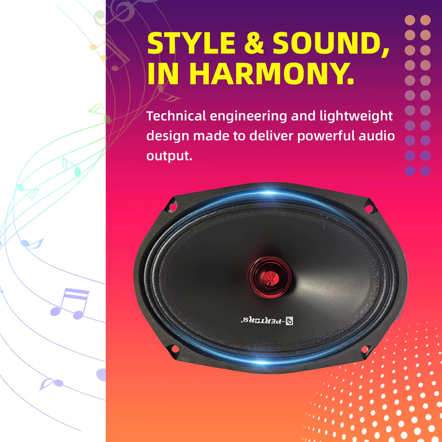 Q-PERTORS Auto-Stereo-Mitteltöner in Schwarz, 6x9 Zoll für deine Auto-Audio-Modifikation - Bild 3