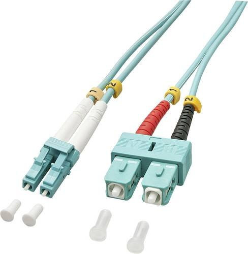 LINDY Glasfaser LWL Anschlusskabel OM3 Multimode Blau 2,00 m mit 1x LC-Stecker und 1x SC-Stecker 50/125 µ - Bild 1
