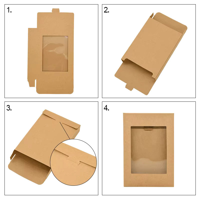 6er Set Kraftpapier-Geschenkboxen mit Sichtfenster in Weiß und Schwarz für Hochzeiten, Geburtstage oder Süßigkeiten - Bild 2