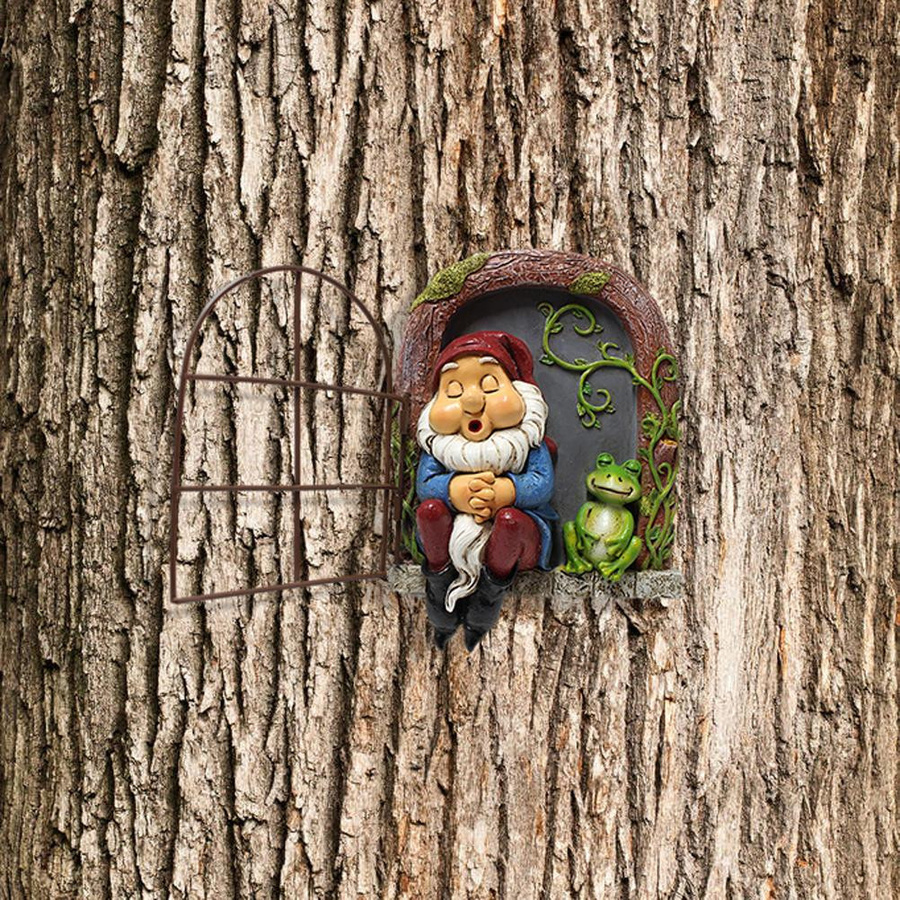 Gnom Mini Garten Skulptur aus Harz als Outdoor Ornament und Dekoration für Fenster oder Schlafen - Bild 2
