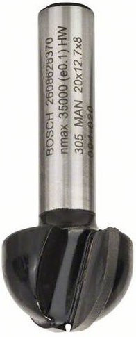 Bosch Hohlkehlfräser Hartmetall mit 10 mm Radius, Schaftdurchmesser: 8 mm, Durchmesser: 20 mm, Gesamtlänge: 46 mm - Bild 1