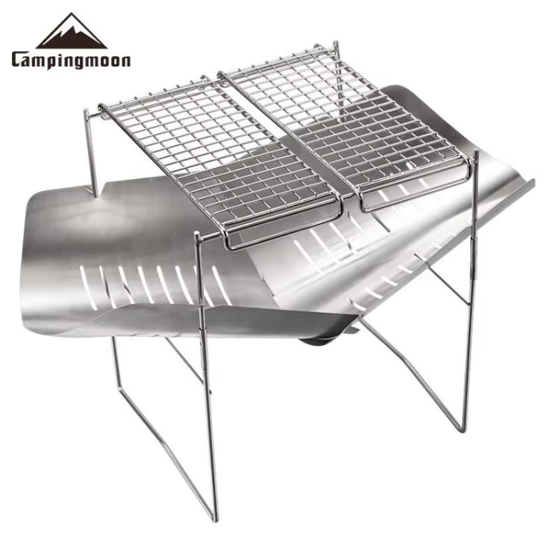 CAMPINGMOON MTG-G Grillnetz aus Edelstahl in Silber, tragbares Grillgitter für Fleisch und Braten - Bild 2