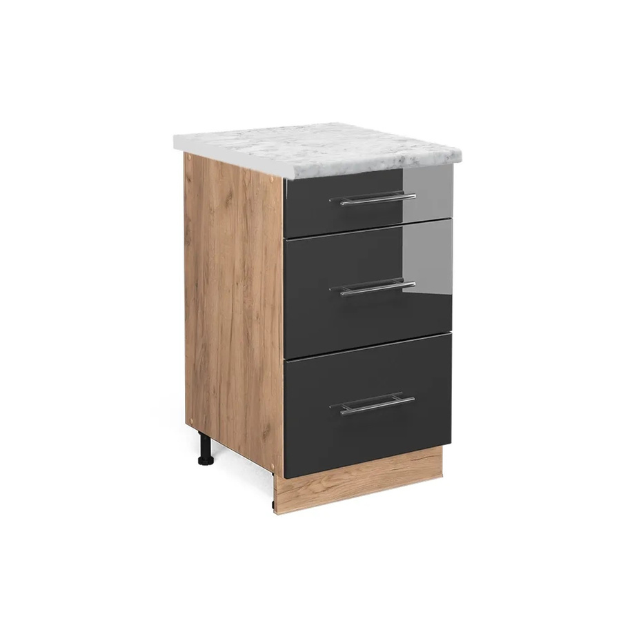 Vicco Küchenunterschrank Fame-Line Anthrazit Hochglanz und Goldkraft Eiche mit Soft-Close-Türen, B/T/H: 50 x 60 x 82 cm - Bild 2