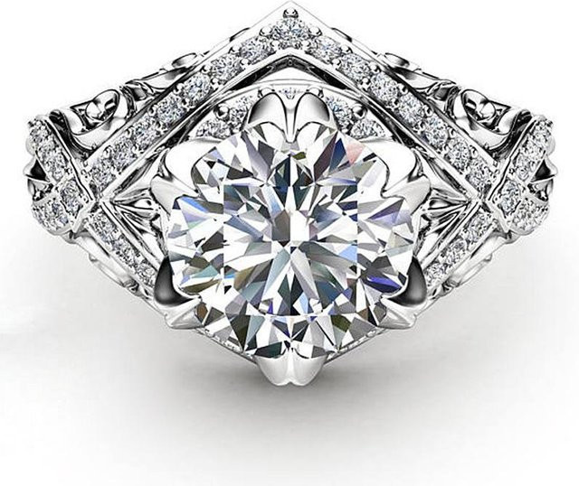 Diamantring 925 Silber, Weiß, Diamant, Zirkonia, Damen, Verlobung - Bild 1