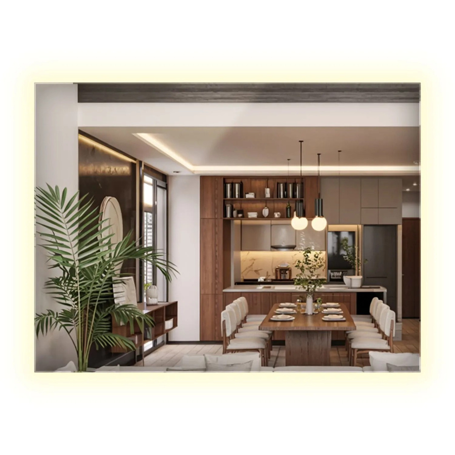 Wallfluent Beleuchteter LED Spiegel in Rechteckform für Bad, Wohnzimmer und Flur, B: 80 cm, H: 60 cm - Bild 1