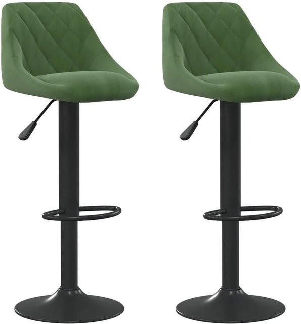 DELUKE Barhocker DUKE 2er Set, höhenverstellbare Barstühle aus Samt in Dunkelgrün, drehbar mit Stahlgestell - Bild 1