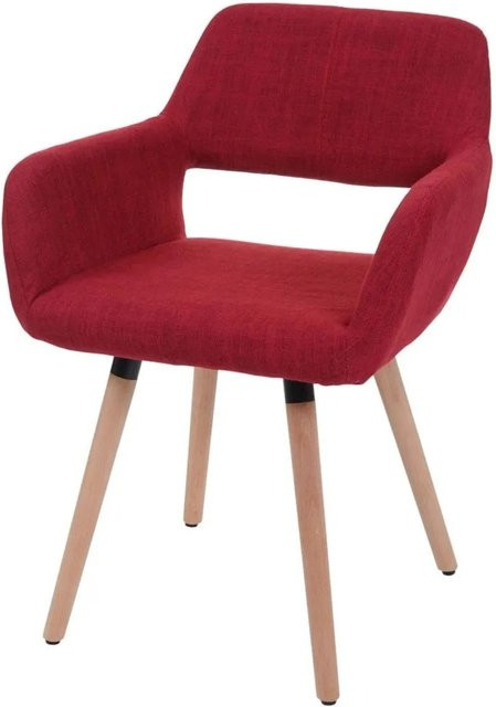 MCW Esszimmerstuhl A50 II im Retro-Design mit Textilbezug in Purpurrot und Buchenholzbeinen - Bild 1
