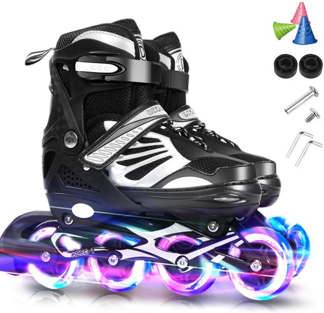 Toys Arts Skateschuhe, Inline-Skates, verstellbar, leuchtende Räder, schwarz - Bild 1
