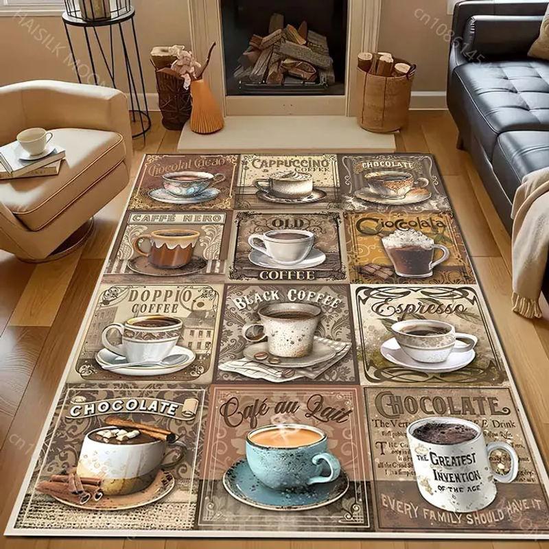UQIDEHOME Druckteppich Kaffee Kunstdruck in Multicolor, Bodenmatte für Wohnzimmer und Schlafzimmer, B/T: 60 x 40 cm - Bild 4