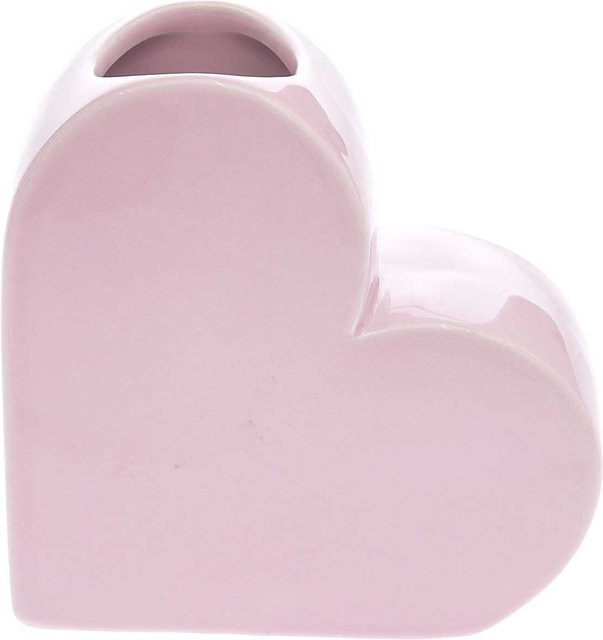Rico Design Keramik Vase Herz in Rosa, H x B x T: 12 x 5,5 x 12 cm - Bild 1