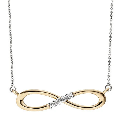 Colfem Collier Halskette Unendlich, 585 Gold bicolor, 5 Diamanten, Unisex - Bild 1
