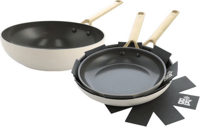 BK Sublime Bratpfannenset mit Wok aus Keramik in Weiß, Durchmesser: 24 cm, 28 cm und 28 cm - Bild 1