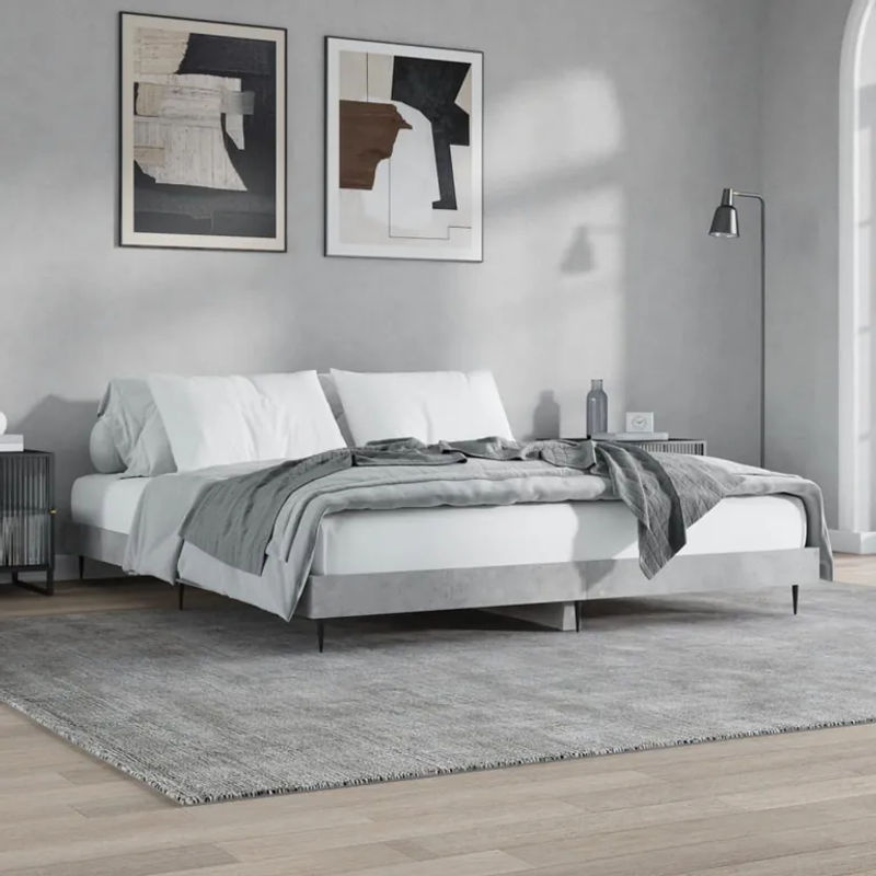 Vidaxl Bettrahmen Modern in Beton Grau aus Holzwerkstoff und Metall, B: 120 cm, L: 200 cm - Bild 2