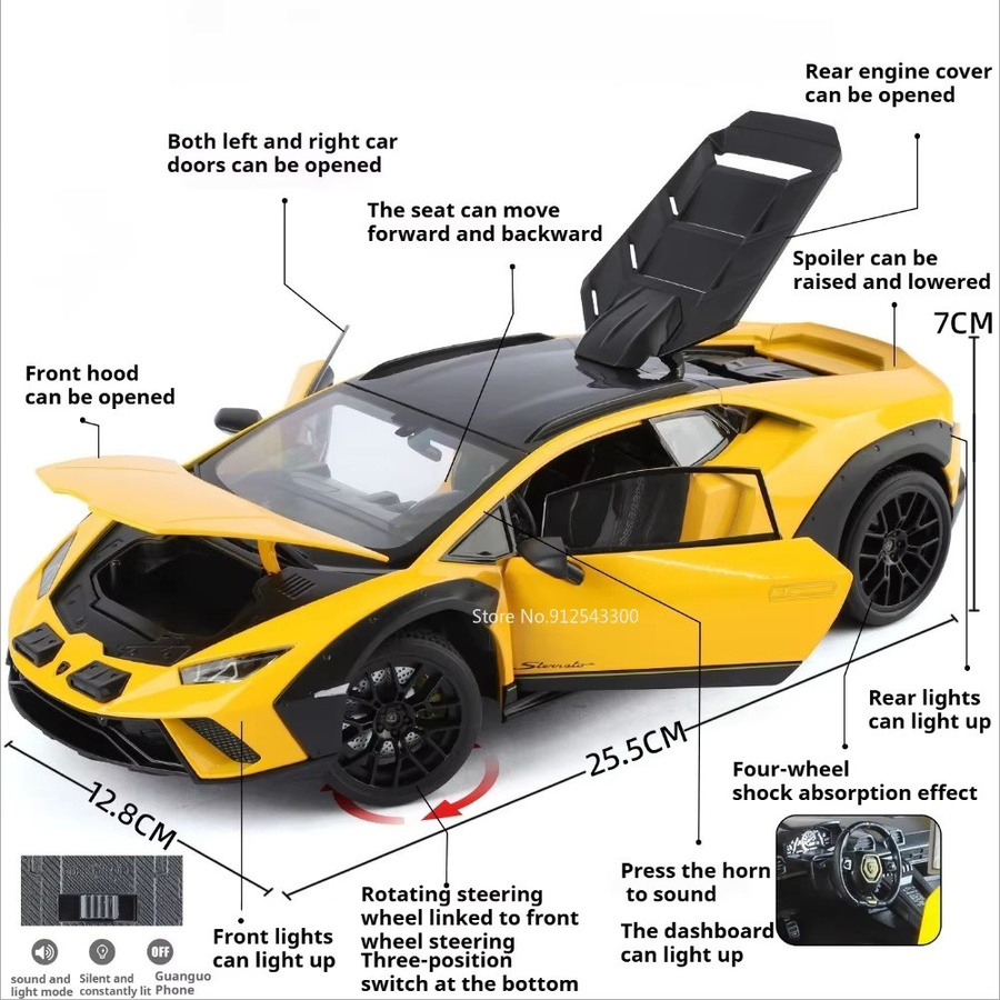 RMZ city Huracan Sterrato SVJ63 Automodell, Maßstab 1:18, mit Licht und Sound - Bild 2