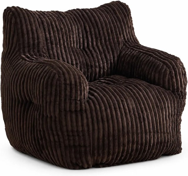 PXloue Einzelsofa Sitzsack mit Cordbezug in Braun, B/T/H: 100 x 94 x 71 cm - Bild 1