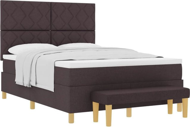 vidaXL Boxspringbett mit Matratze in Braun aus Stoff, B/T/H: 160 x 200 x 128 cm - Bild 1