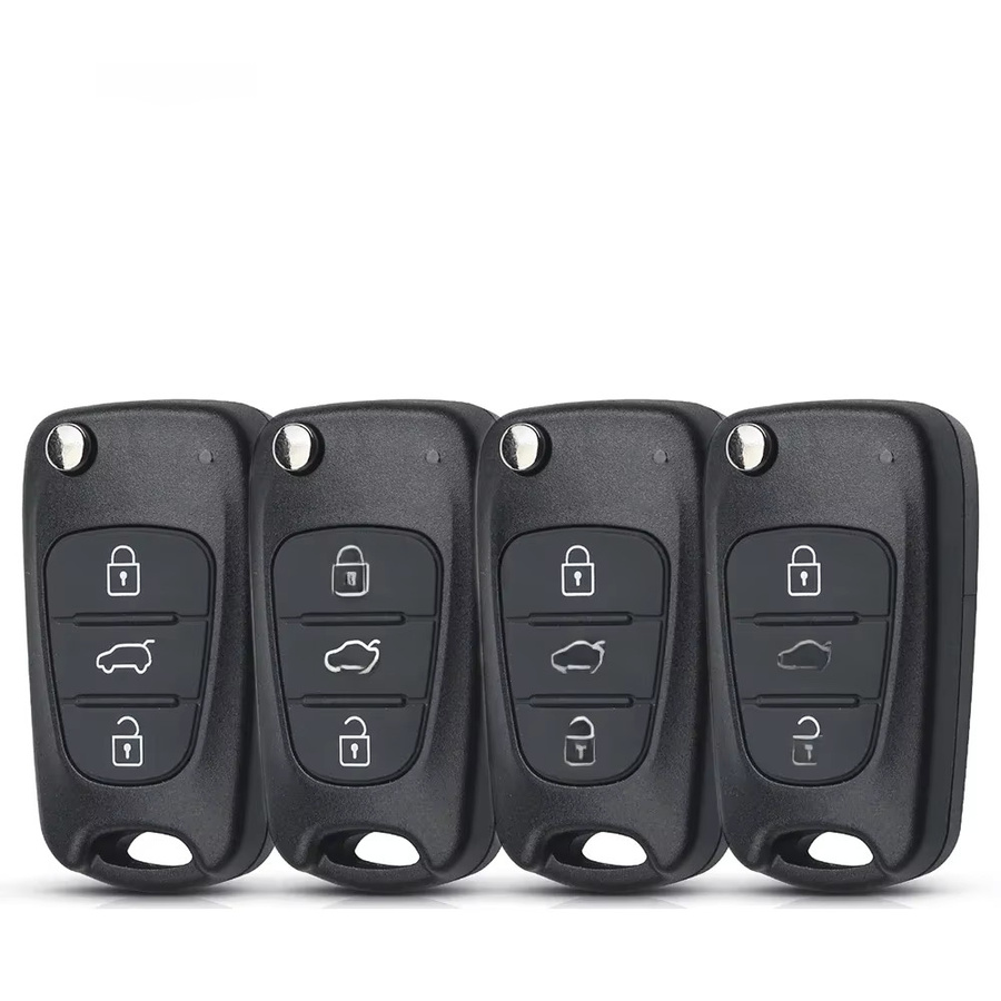 KEYYOU 5er Set Flip Remote Key Shell für Hyundai I30 IX35 Elantra Tucson Sonata und Kia K2 K5 Rio 3 Picanto Ceed Cerato Sportage in Schwarz - Bild 3