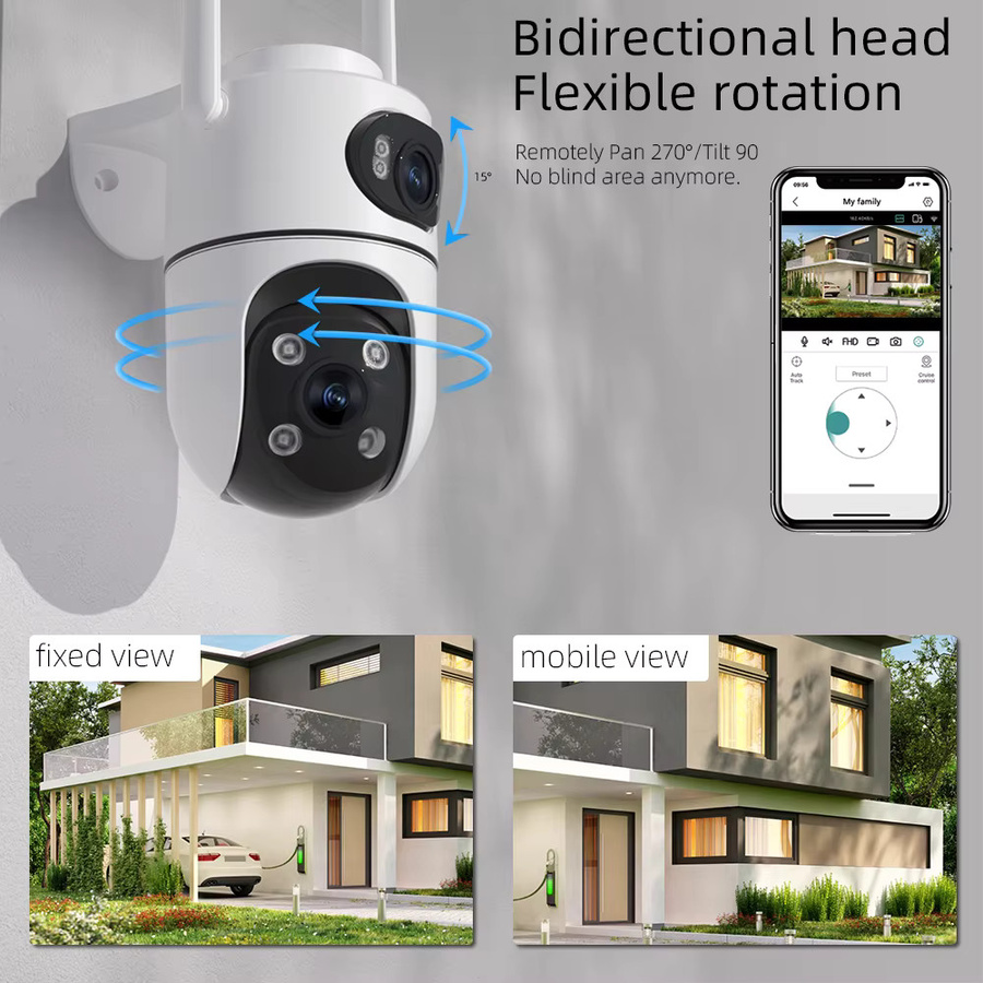 ANBIUX Outdoor IP Kamera mit Dual Objektiv, 5K 10MP HD Wifi PTZ Sicherheitscamera mit Auto Tracking, Weiß - Bild 2