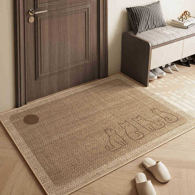 Rutschfeste Eingangsmatte Yiran Furniture im Wabi-Sabi Design aus Jute und Polyester, Farbe: Beige, B x T: 120 x 100 cm - Bild 1