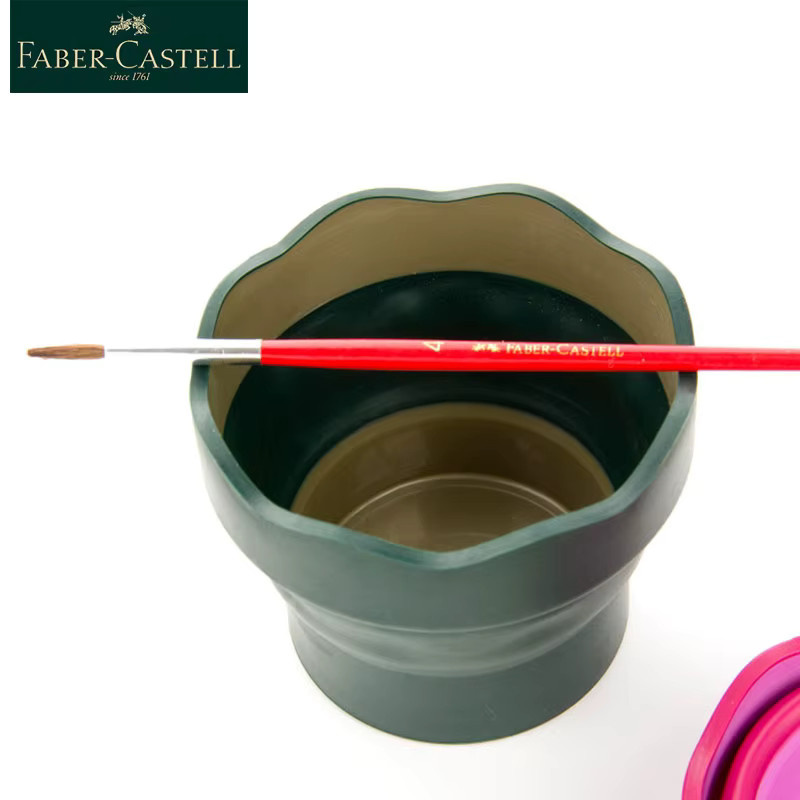 Faber-Castell Waschpinsel-Eimer aus Kunststoff in Grün, ausziehbarer Teleskop-Kunstpinsel-Waschbecher und faltbarer Wasserbecher für die Skizzenmalerei - Bild 4