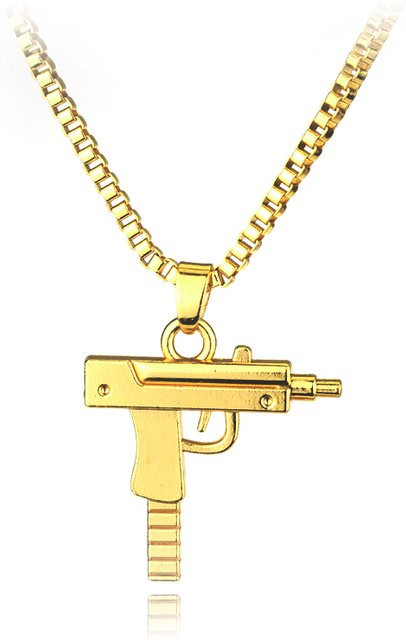 Bandai Halskette, Uzi-Pistolen-förmiger Anhänger, Gold, Unisex - Bild 1