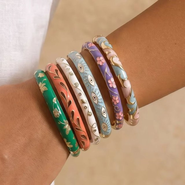 Rinhoo Armband-Set, Emaille, Bunt, Vintage, Damen - Bild 1