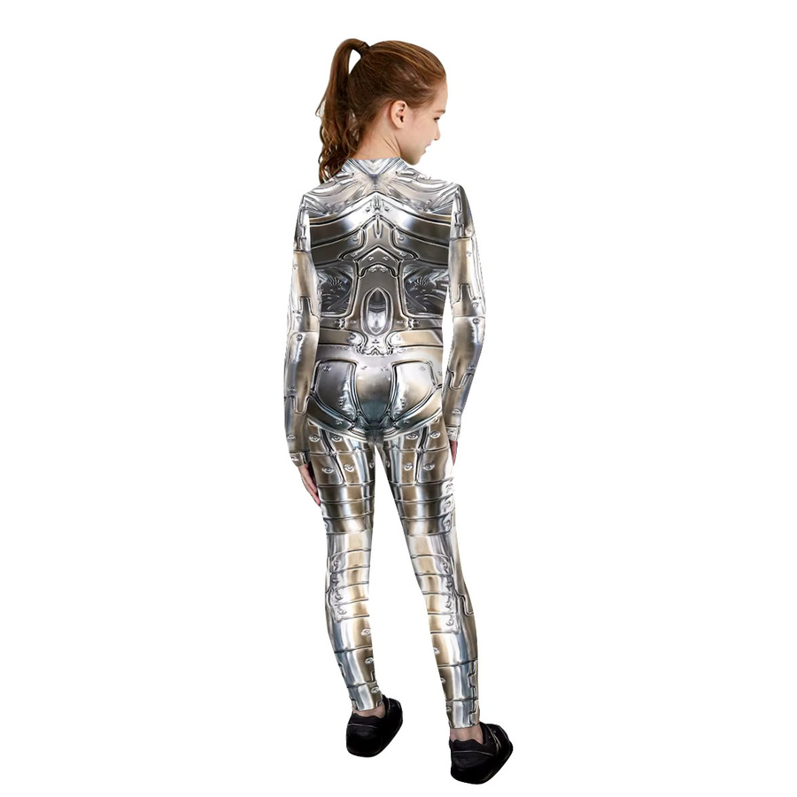 COLOR COSPLAYER Kinder Cosplay Punk Roboter Kostüm, Zentai Anzug, Grau - Bild 2