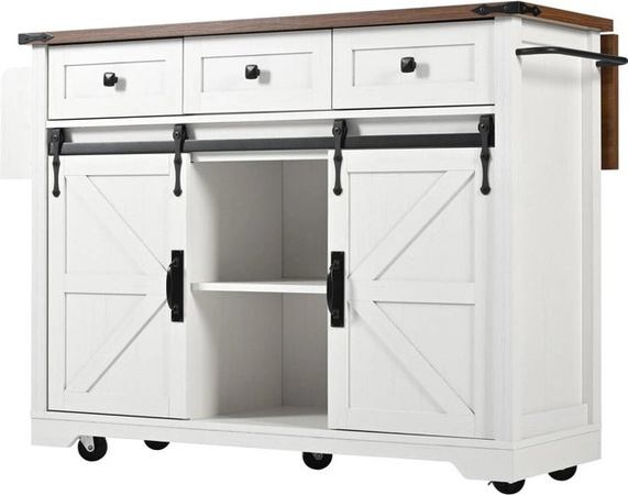 okwish Kücheninsel mit ausziehbarer Platte in Weiß, modern mit Metall und MDF, B/T/H: 140 x 73 x 94 cm