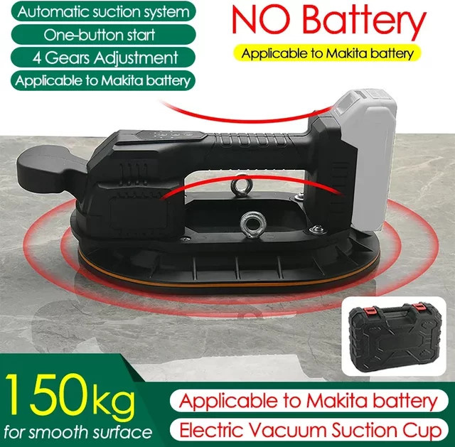 Elektrischer Vakuum-Saugnapf von Makita für Glas, Granit und Fliesen mit 150 kg Tragkraft, 4 Gänge, Schwarz - Bild 1