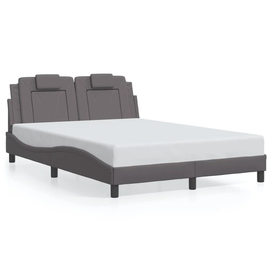 vidaXL Bettgestell Viana in Grau aus Kunstleder mit Kiefernholz, B/T/H: 140 x 190 x 145 cm - Bild 2