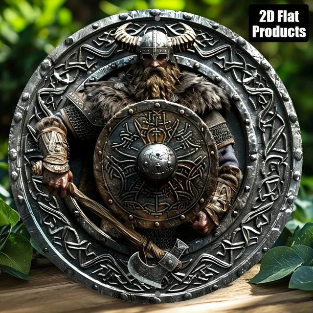 CIFbuy Vintage Viking Metallschild aus Aluminium, Rund, Durchmesser: 20,3 cm - Bild 1