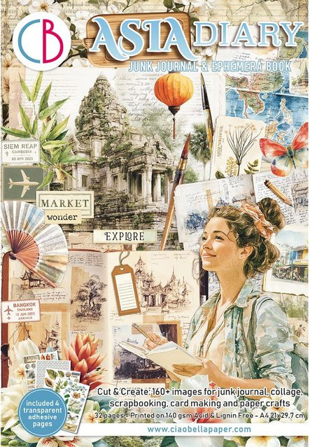 Ciao Bella Junk Journal & Ephemera Book Asia Diary in Multicolor - Bild 1