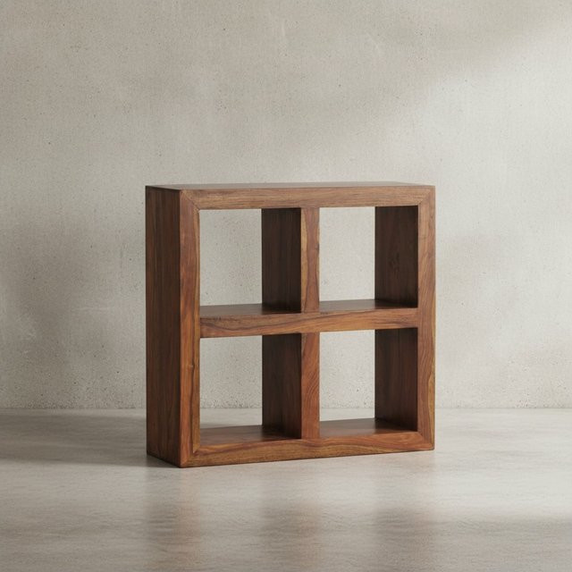 KADIMA DESIGN Sheesham Standregal aus Massivholz in Braun mit 4 Fächern, B/T/H: 82 x 34 x 82 cm - Bild 1