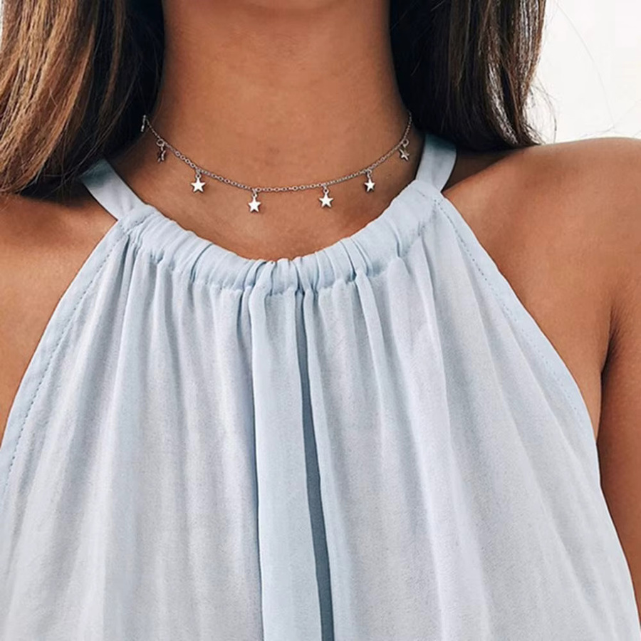 St.delan Choker-Halskette, 14K vergoldeter Edelstahl, Sterne, Damen, 38cm - Bild 3