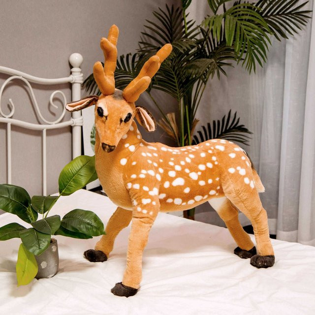 Sika Hirsch Puppe Plüschtier, Giraffe Hirsch Puppe, Stoffpuppe, Braun - Bild 1