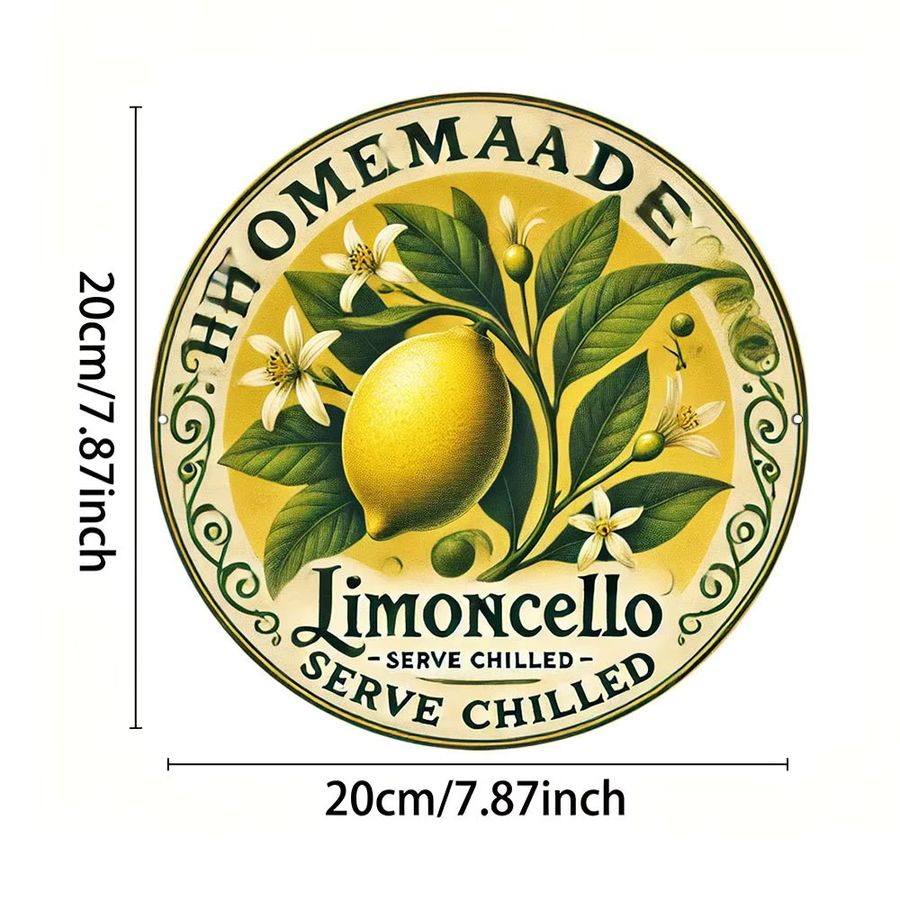 Rustikales Potdemiel Aluminium-Hofschild hausgemachtes Limoncello in Gelb, B/B: 20,32 x 20,32 cm - Bild 4