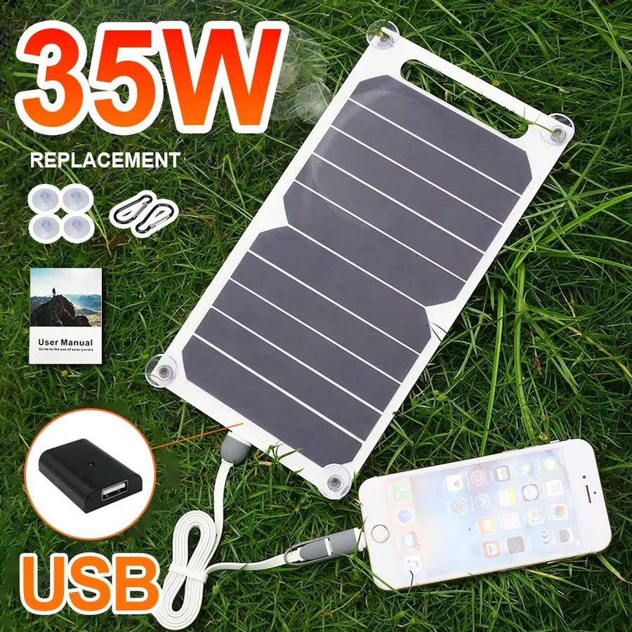 PHONEPACE Flexibles Solar-USB-Ladegerät 5V Photovoltaik-Softpanel in Schwarz für Handy, Ventilator und Powerbank - Bild 1