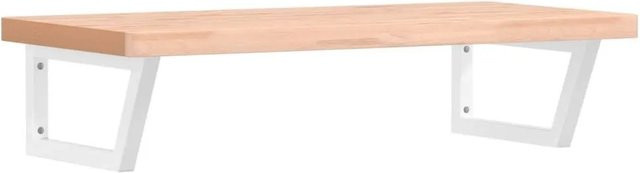 vidaXL Waschbeckenregal zur Wandmontage aus Stahl und Massivholz Buche in Weiß und Braun - Bild 1