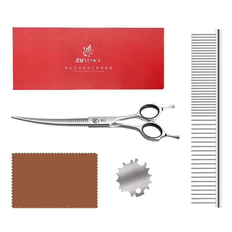 Fenice High-End JP440C Chunker-Schere aus Stahl in Silber, 7,0 Zoll mit gebogener und gerader Klinge für 50–55 % Ausdünnung - Bild 3