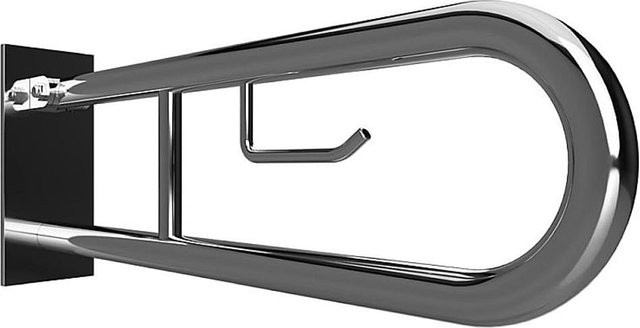 Brillantbad BELP Stützklappgriff in U-Form mit Toilettenpapierhalter aus Edelstahl poliert, Silber, B/T/H: 10,0 x 25,0 x 61,6 cm - Bild 1