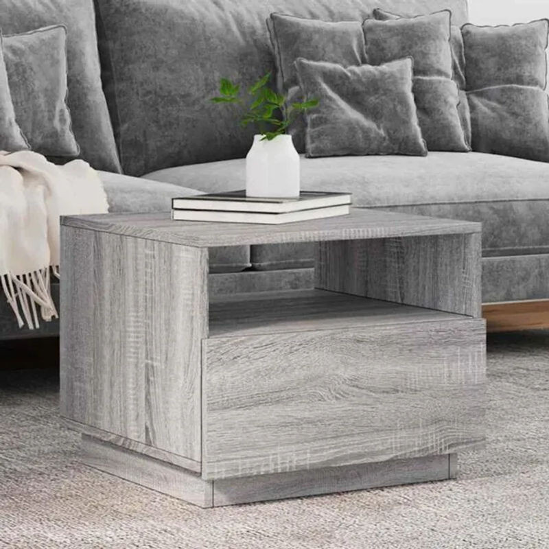 Vidaxl Couchtisch Modern mit LED-Leuchten in Grau Sonoma, B/T/H: 50 x 49 x 40 cm - Bild 1