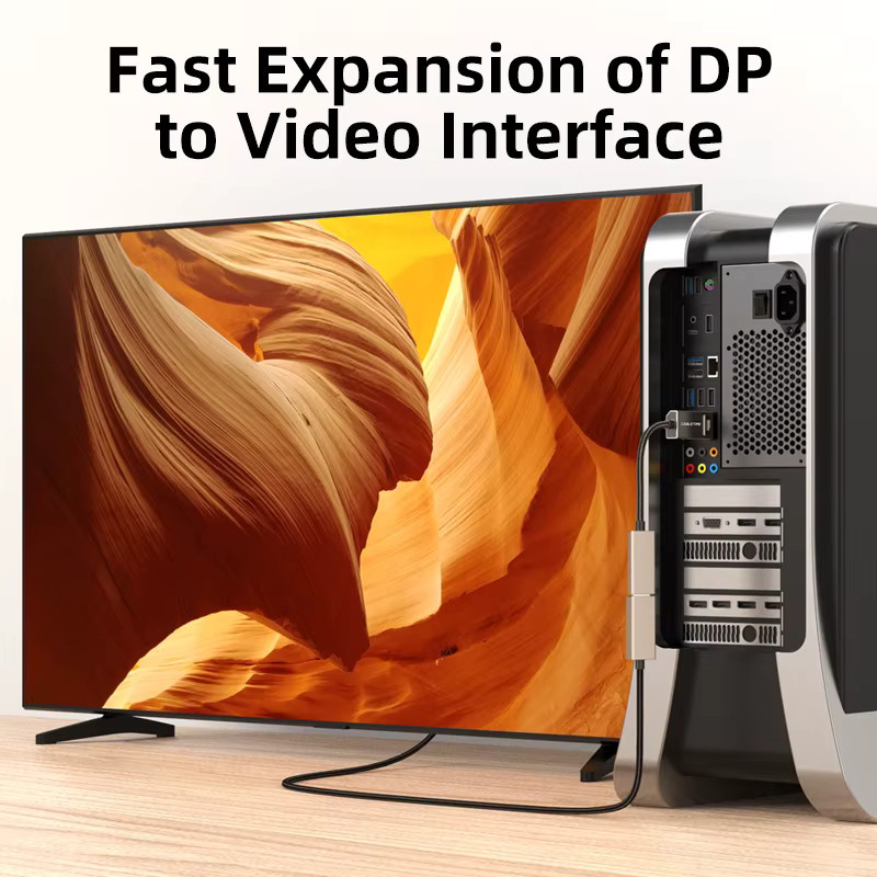 CABLETIME DP zu HDMI Adapter mit 8K 60Hz und 4K 144Hz Unterstützung, DisplayPort auf HDMI Adapter aus Zinklegierung für PC, Monitor, PS5 und HDTV - Bild 2