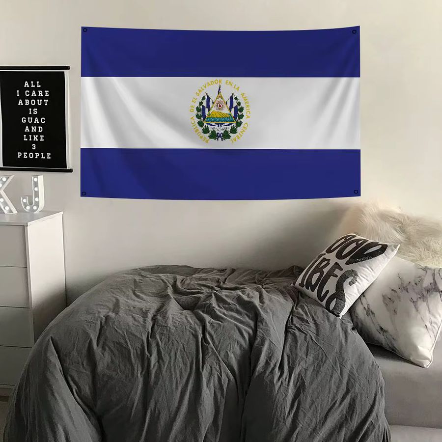 El Salvador Flagge aus Polyester mit vier Ösen in Blau und Weiß - Bild 3