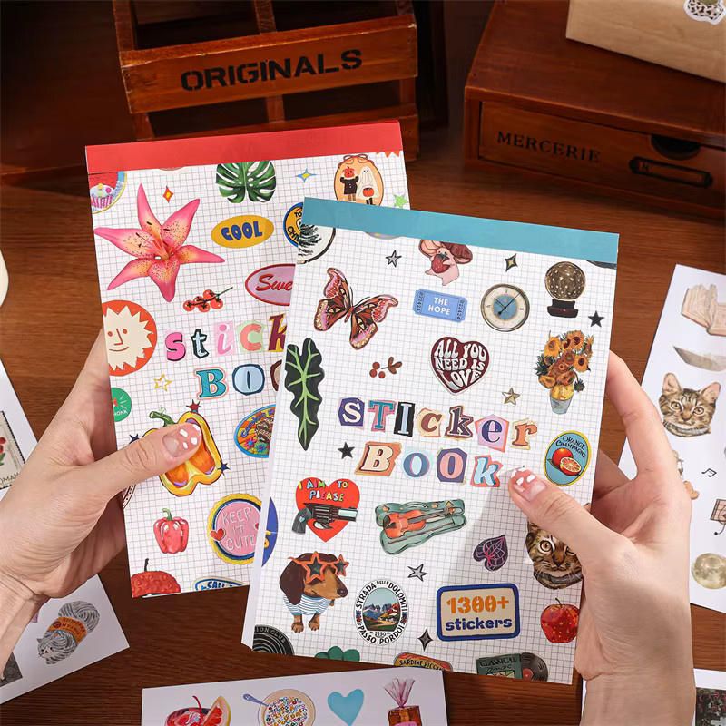 Moment Papier-Scrapbooking-Stickerbuch mit 50 Mustern aus Tieren, Pflanzen und Früchten in Multicolour für DIY-Bastelarbeiten und Planer - Bild 2