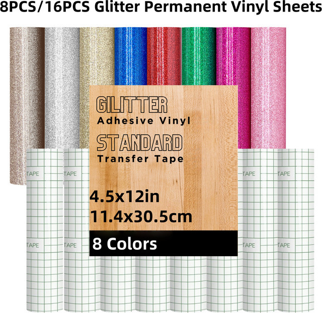 Cricut Glitzernde permanente Vinylfolie für Cricut Joy, Multicolor, 8 Farben - Bild 1