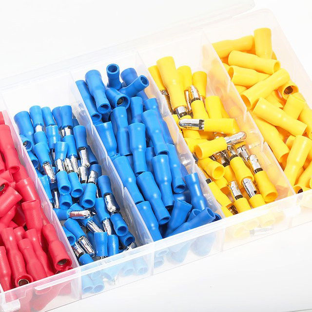 JORPETS 50er Set Isolierte Crimp-Kabelschuhe mit Bullet Butt Steckern in Blau und Mehrfarbig für 22-10AWG Draht - Bild 1